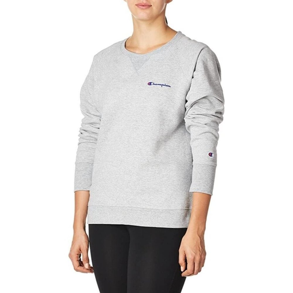 Champion Womens Size Medium Powerblend  Crew Chest Script Sweatshirt